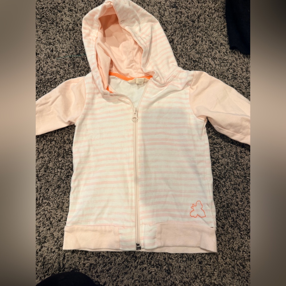 Burt's Bees Baby Light Pink Striped Hooded Zip-Up
